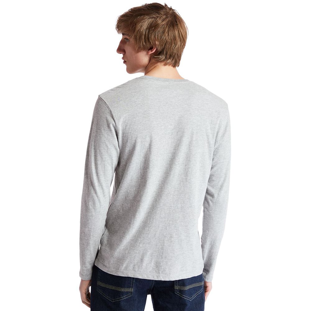 Camisetas Timberland Hombre Long-Sleeve Classic Logo Gris - Chile QHV-064138